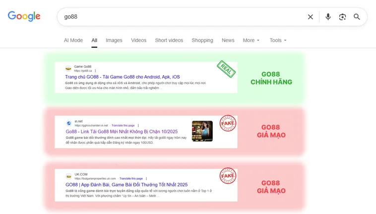 Vạch Trần Lừa Đảo Cách Phân Biệt Website Go88 Thật Và Giả