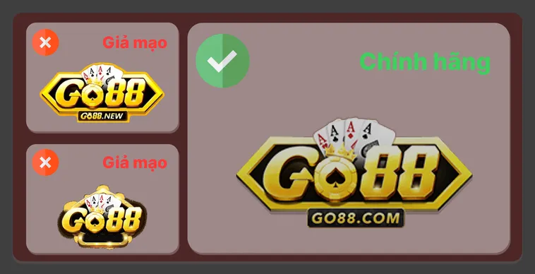 Link thật Go88.com không yêu cầu nhập mật khẩu hay OTP ở các trang trung gian, còn link giả Go88.com thường tạo form giả mạo.